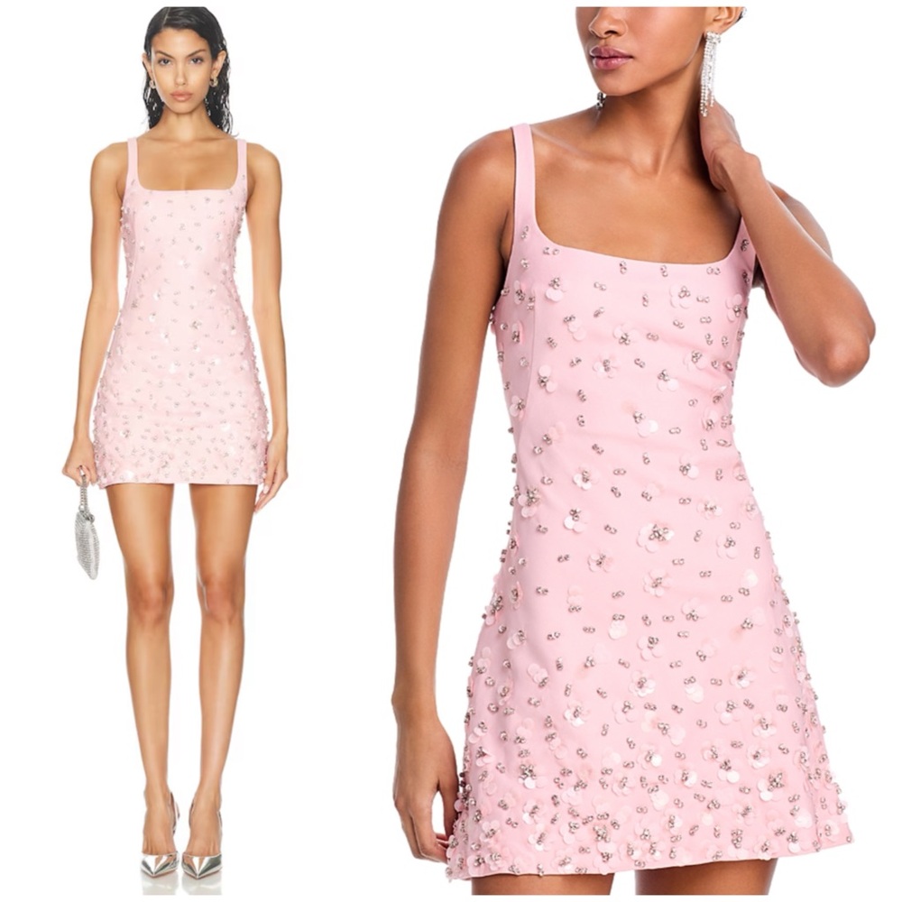 NWT SIMKHAI Ziva Embellished Crepe Mini Dress SZ US 6 - Picture 2 of 10